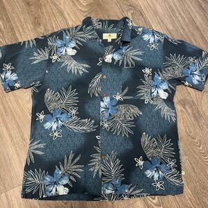 Silk‎ Hawaiian Floral Print Short Sleeve Island Shores Shirt Size XL 0093